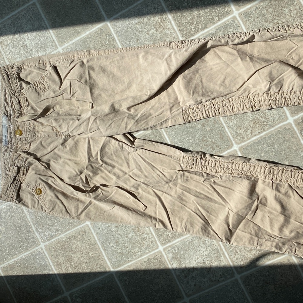 Vintage Old-Navy Low-rise Adjustable Front Tie Tan Cargo Pants